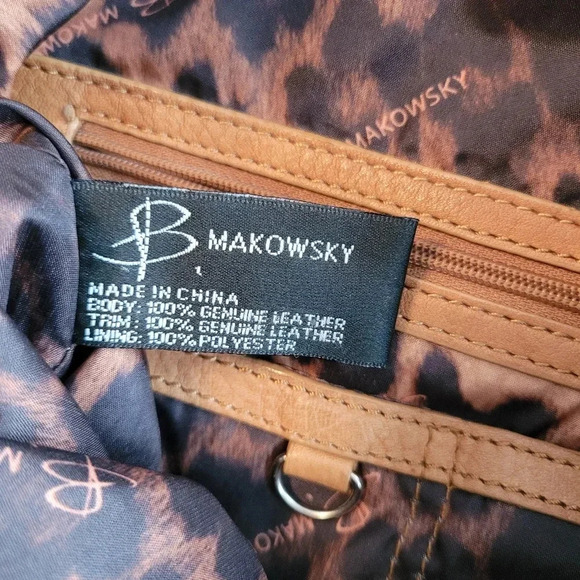 B. MARKOWSKY XL BOHO leather pebbled perforated Patchwork shoulder bag purse TAN - Picture 10 of 15